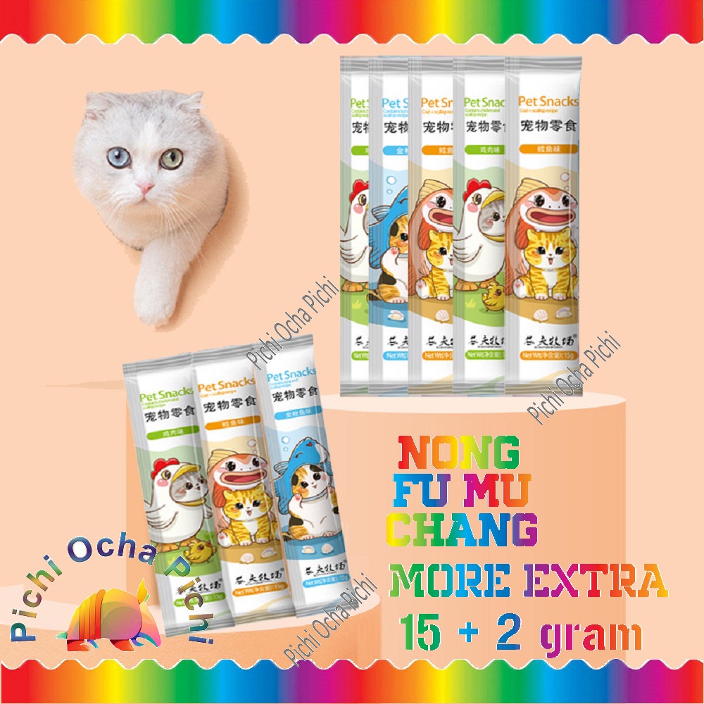 Cat Snack Strip Wet Food Pasta 3 rasa Extra Volume 17 Gram Nong Fumu Chang