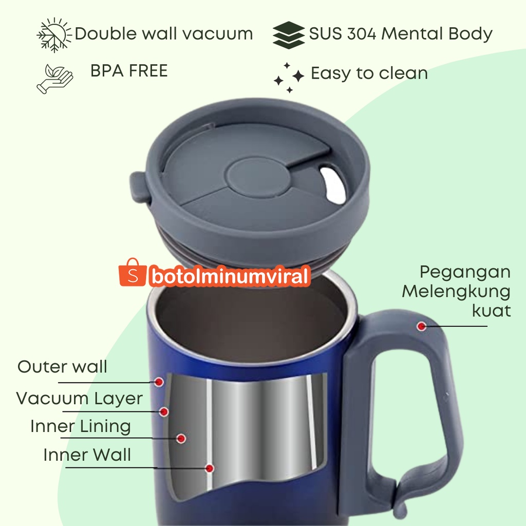 Tumbler Stainless Vacuum Flask Mug Kopi Teh Panas Dingin Premium Casa 270 ml Ada Dus Satuan