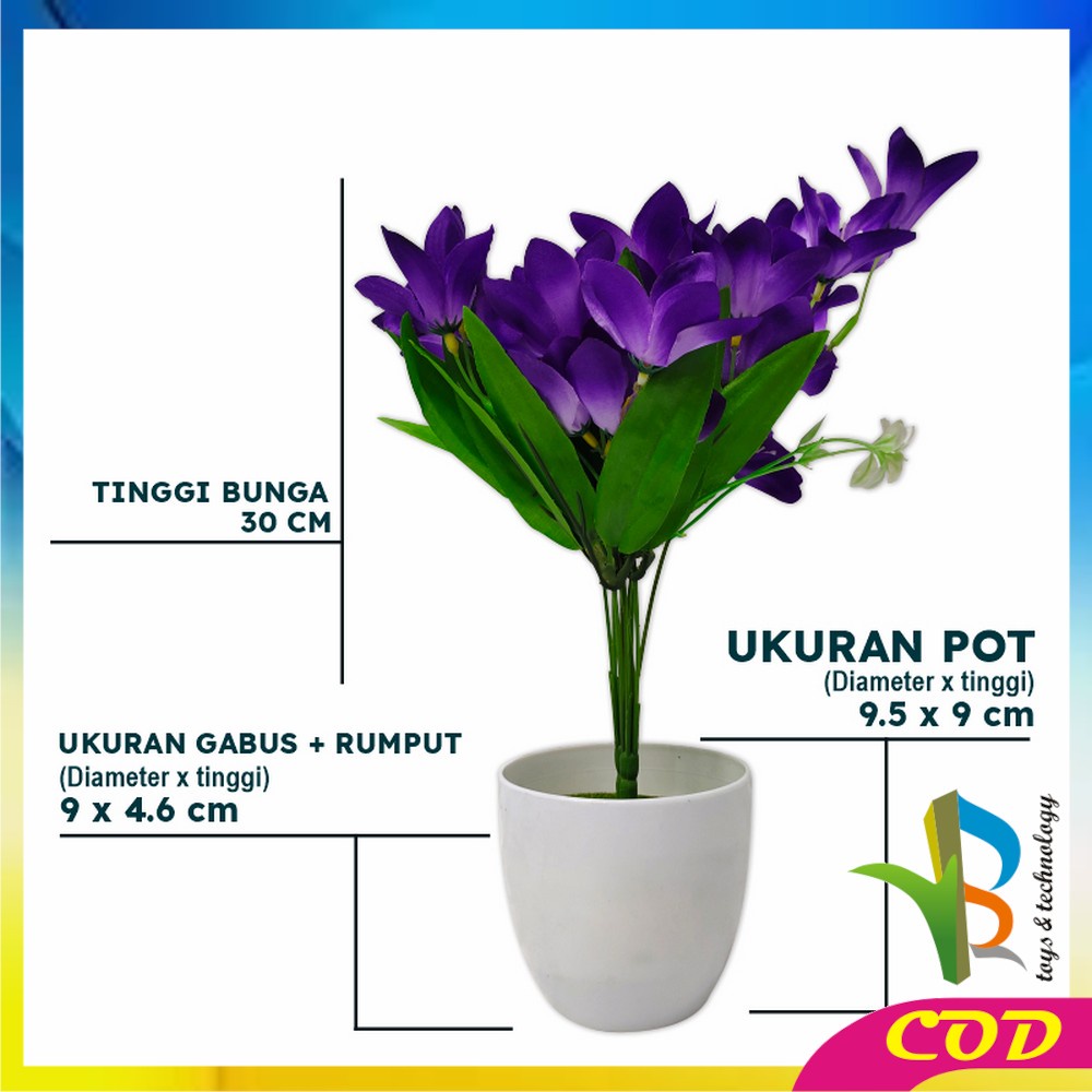 RB-C548 Pot Bunga Hias Ornamen Bunga Lily Artificial Plastik Bunga Ruang Tamu Bunga Dekorasi Rumah Hiasan Pajangan