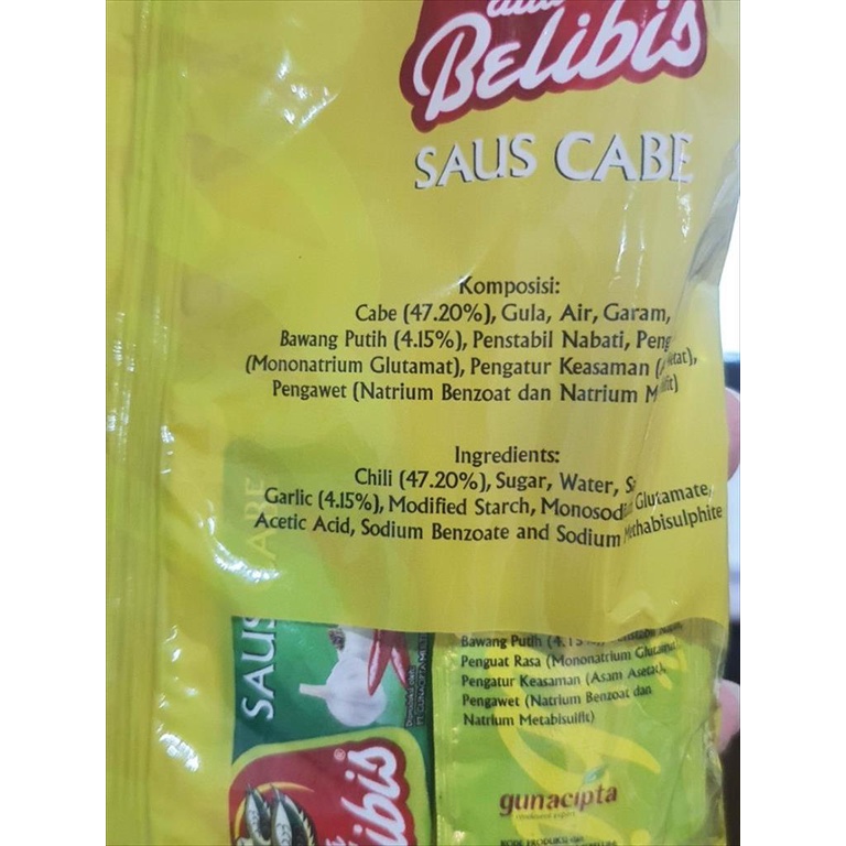 SAUS CABE 24 PC DUA BELIBIS CHILI SAUCE SACHET 9 GR SAMBAL HALAL