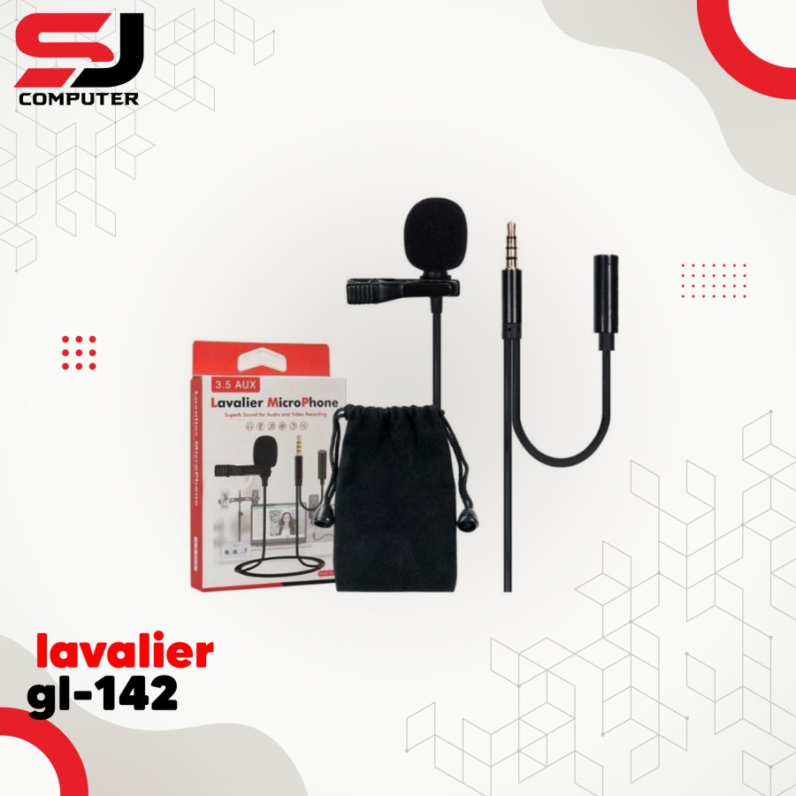 Mic lavalier wired aux 3.5mm clip on gl-142-microphone jepit klip 3.5