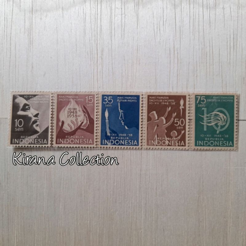 

LOT.F131 PRANGKO INDONESIA I-39 5V HAK-HAK MANUSIA 1958