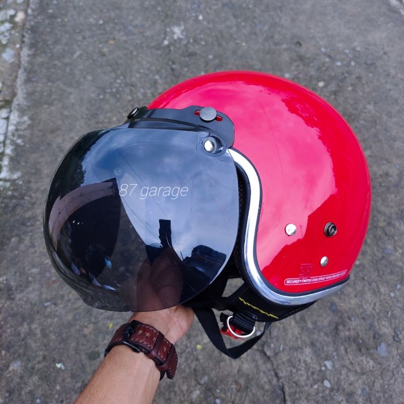 HELM BOGO DEWASA MODEL RETRO FULL LEHER SNI