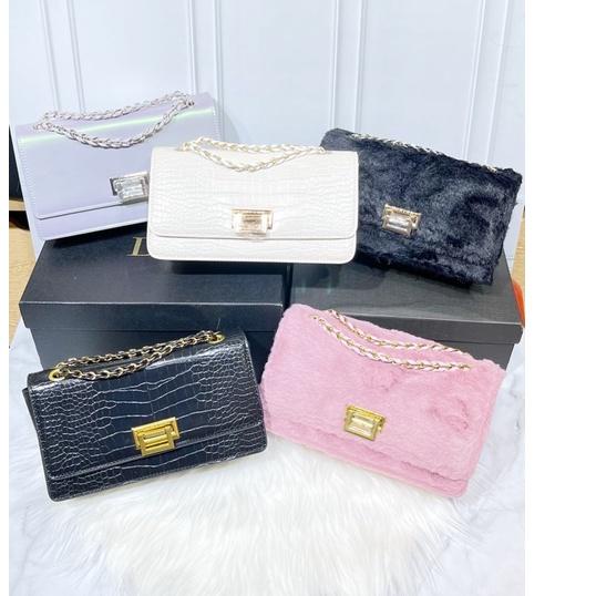 ■■■ 12.12 birthday Sale | TAS WANITA CK Textured Chain HANDLE  Shoulder Bag - 718#