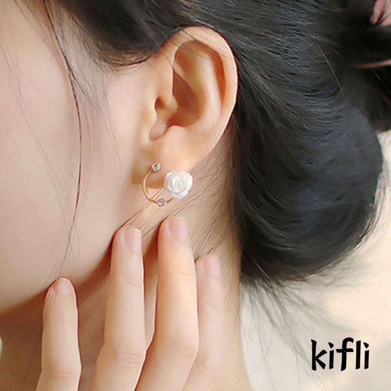 [KD]Diamond Earrings Rose Vintage Court Elegan Lembut S925 Perak Temperamen Estetik