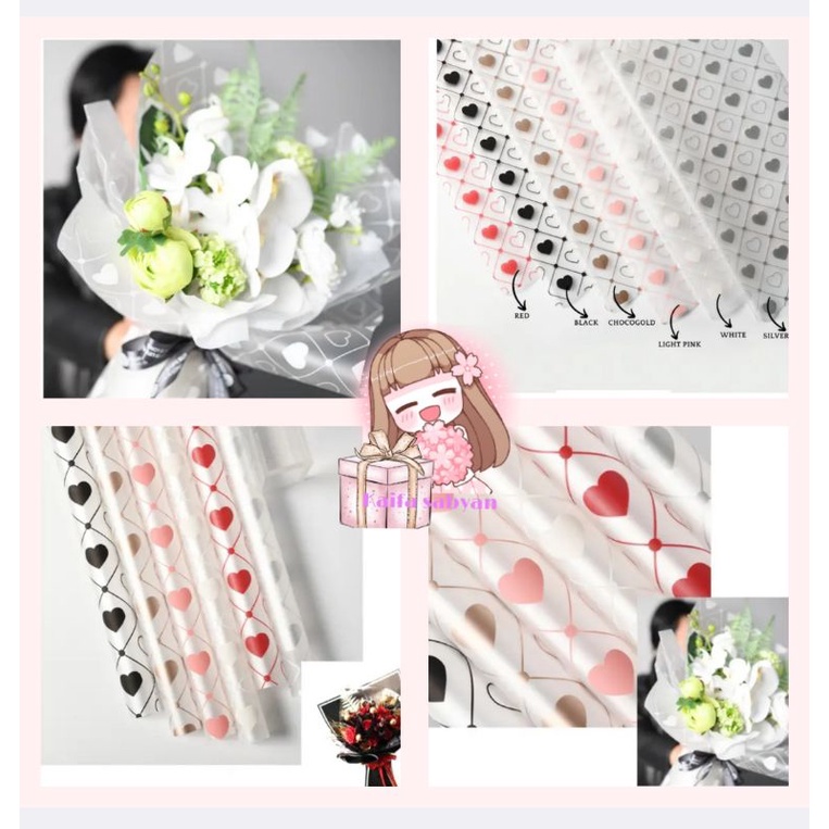 

(ecer) FLOWER WRAPPING HEART SEMI TRANSPARENT CELLOPHANE LOVE KERTAS BUKET BUNGA