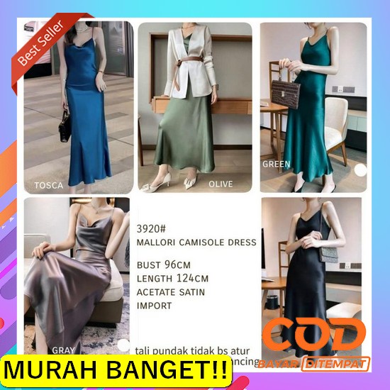 Spesial Natal Dres Brokat Motif Bunga Selutut Lengan Pendek (Cod) Mura [Mallori Camisole Dress Bc] D