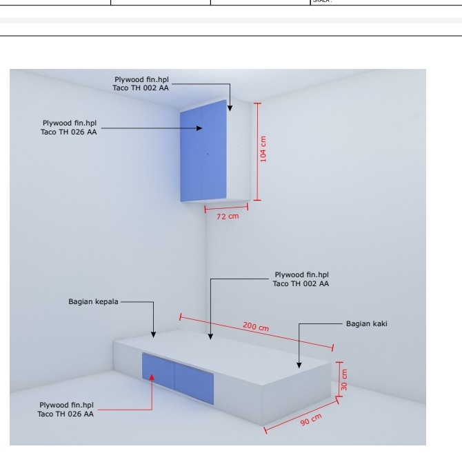 dipan 90x200 laci ranjang anak