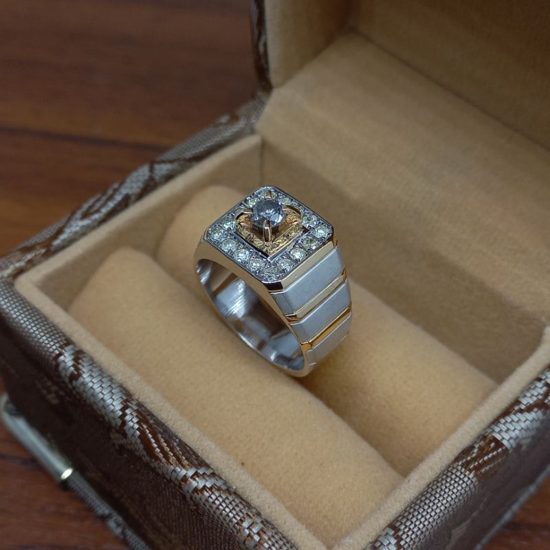 cincin berlian pria ring silver mewah