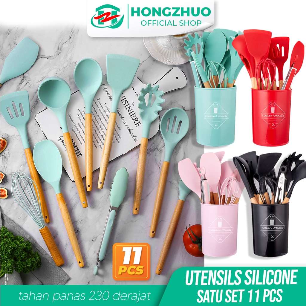 Jual Hongzhuo Silicone Utensil Pcs Wadah Spatula Peralatan Masak