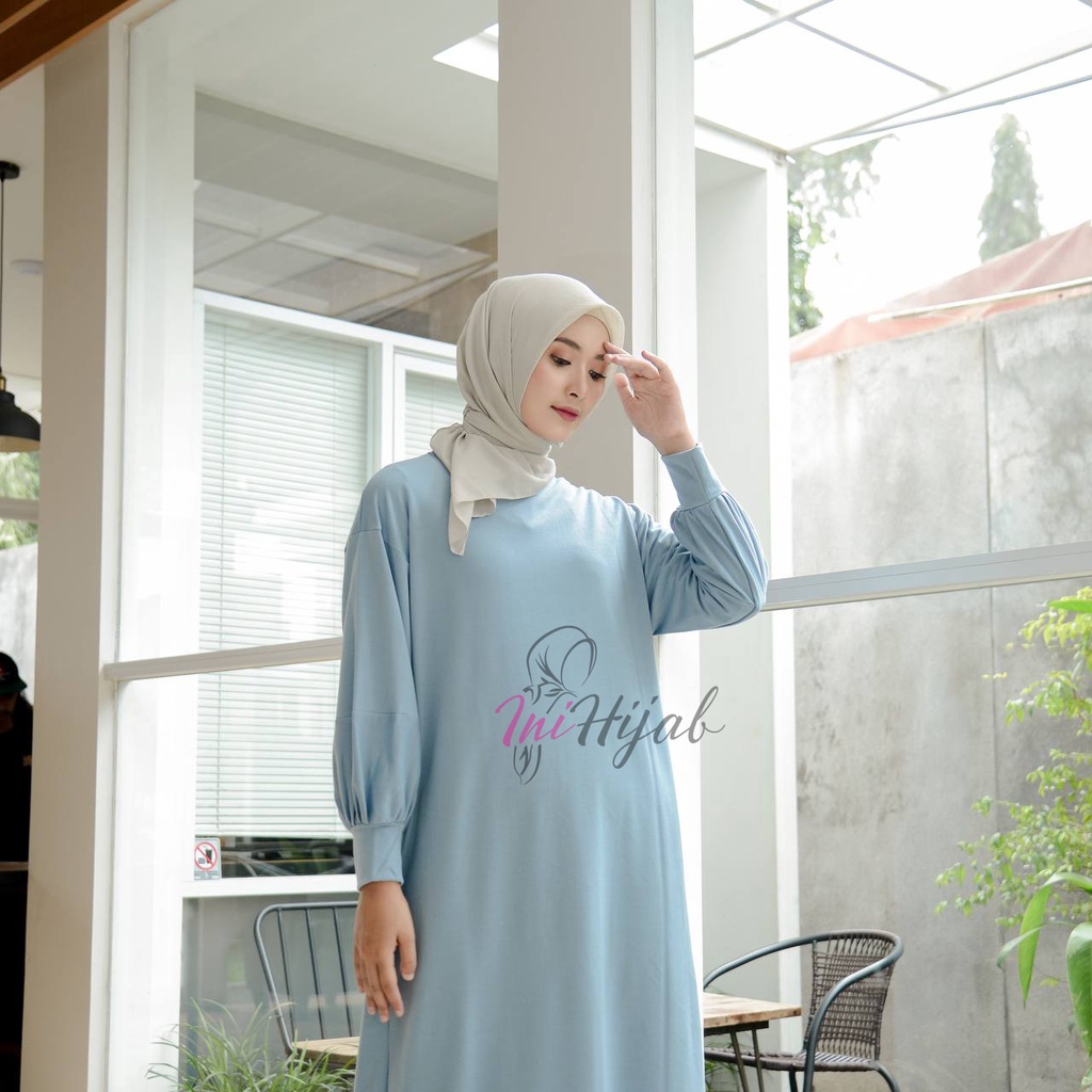 Ini Hijab - Gamis Babyterry / Dress Babyterry Lengan Balon / Lea Dress Babyterry