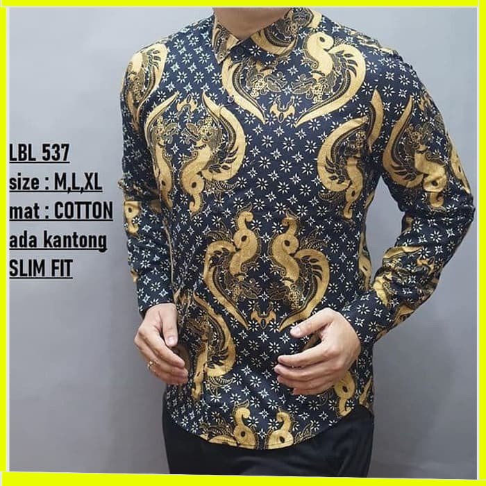 KEMEJA PRIA BATIK LENGAN PANJANG HEM BAHAN KATUN HALUS 40S LBL 537 MEWAH PREMIUM BAJU ELEGANT SIZE M L XL  SKU MS JAKARTA