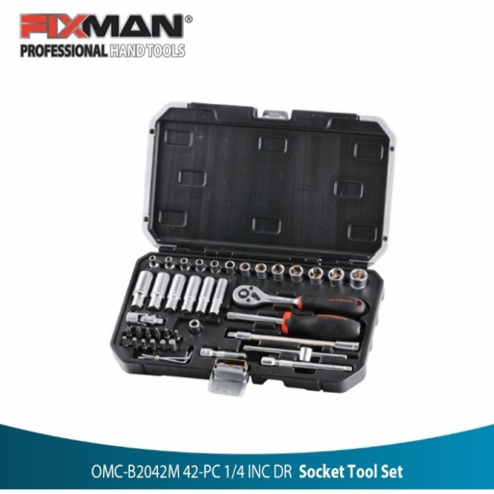 Shock Fixman Set Kunci Shock 42 Pcs Set Socket Tools 1/4 Inch