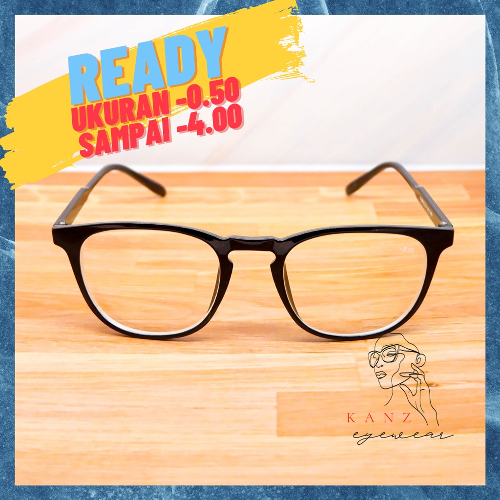 Kacamata Wanita Pria Minus Eye Cat Oval Hitam Mines Korea Keren Sport Cowok Cewek