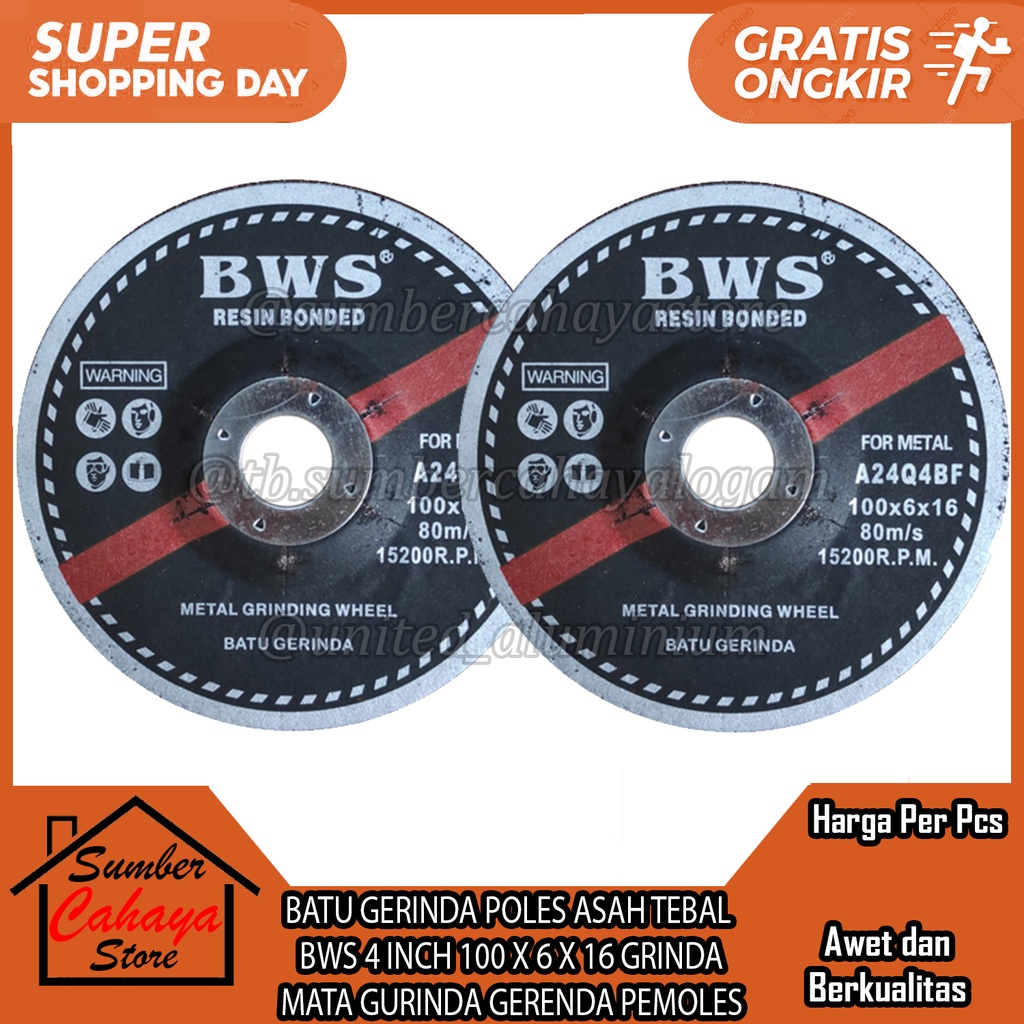 BATU GERINDA POLES ASAH TEBAL  BWS 4 INCH 100 X 6 X 16 GRINDA MATA GURINDA GERENDA PEMOLES POTONG PE