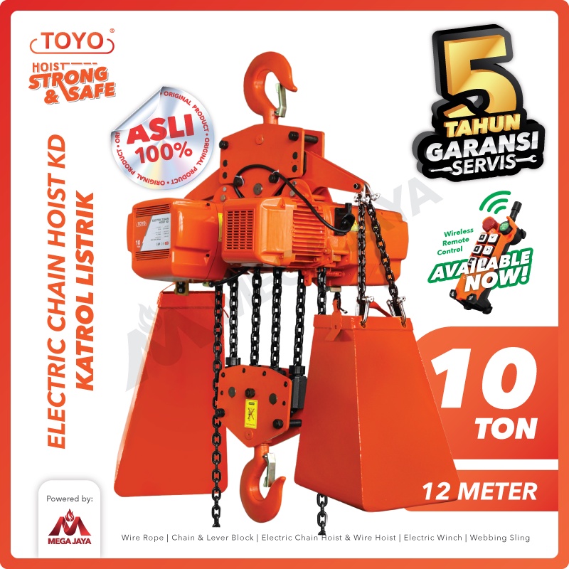 TOYO Electric Chain Hoist 10 Ton x 12 Meter KD Series