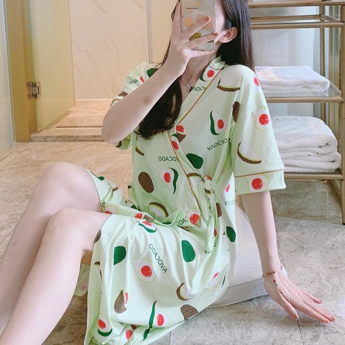 Stok Baru WINGALERY Baju Tidur Wanita Import Daster Kimono Motif Kartun FIT XXL 4075