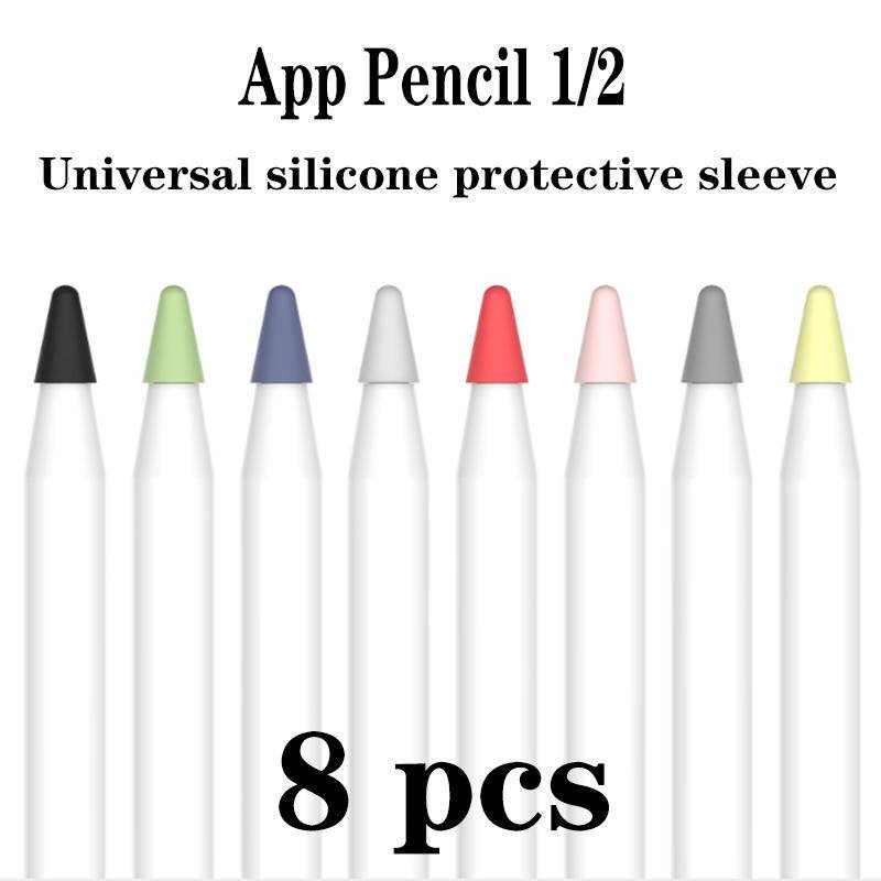 8pcs Warna Silikon Lembut Pengganti Tip Case Nib Cover Skin Untuk Apple Pencil 1 2 Stylus Touchscreen Pen Tip Cover Cases Untuk Apple Pencil 1st 2nd