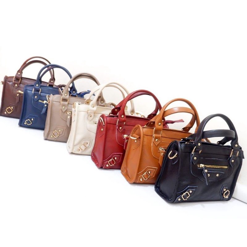 Tas wanita bahan kulit asli tote bag ada tali panjang