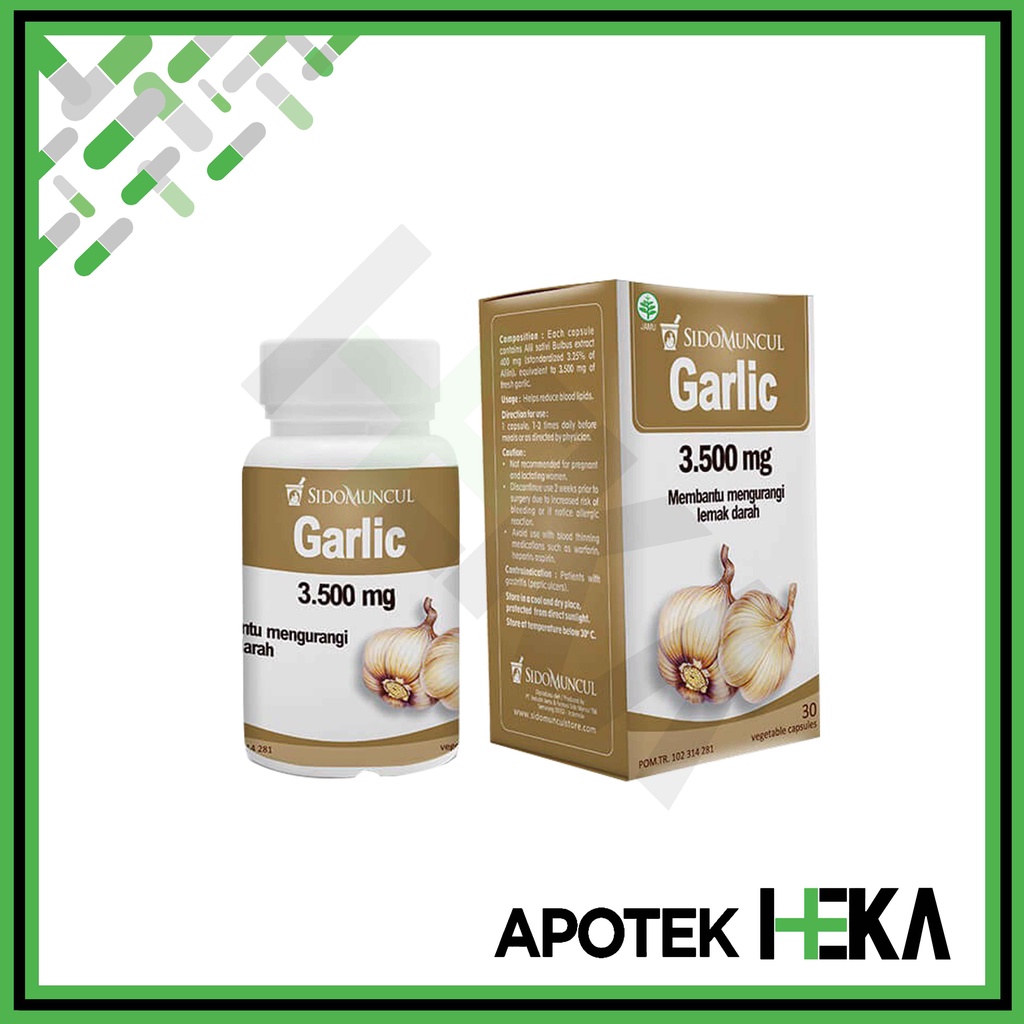 Garlic 3500 mg Sido Muncul isi 30 Kapsul - Mengurangi Lemak Darah (SEMARANG)