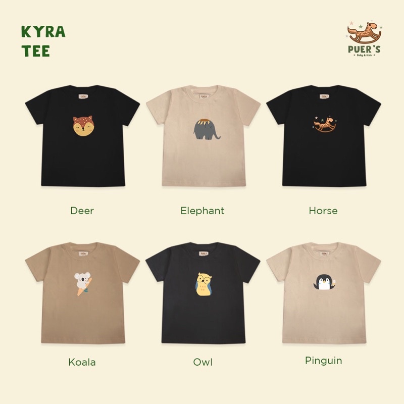 KAOS BAYI DAN ANAK MOTIF ANIMAL PUER'S KYRA (KAOS ANAK GAMBAR HEWAN)