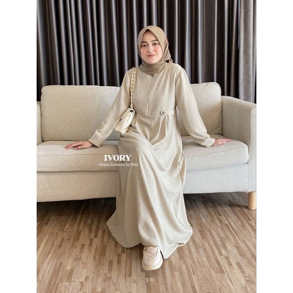 AMEENA ABAYA BAHAN CRINKLE URAGIRI - Dress muslimah By fefastyle