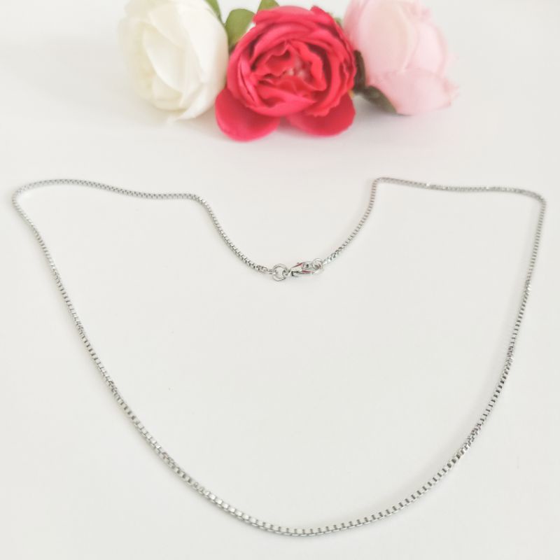 SALE kalung stainless/silver model gepeng/pipih/belut anti karat pria/wanita 45cm