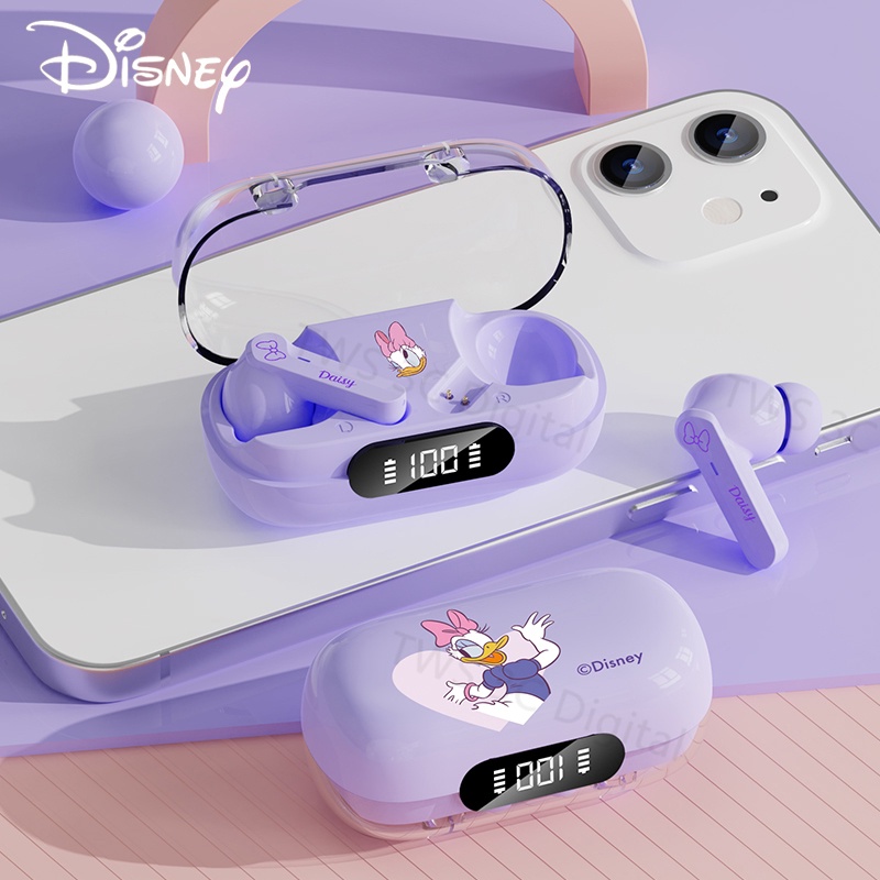 [Garansi 6 bulan] 100% Ori Disney TWS Bluetooth 5.3 Headset Wireless Earphone untuk Android IOS with Mikrofon Gaming Earbud Tampilan digital LED