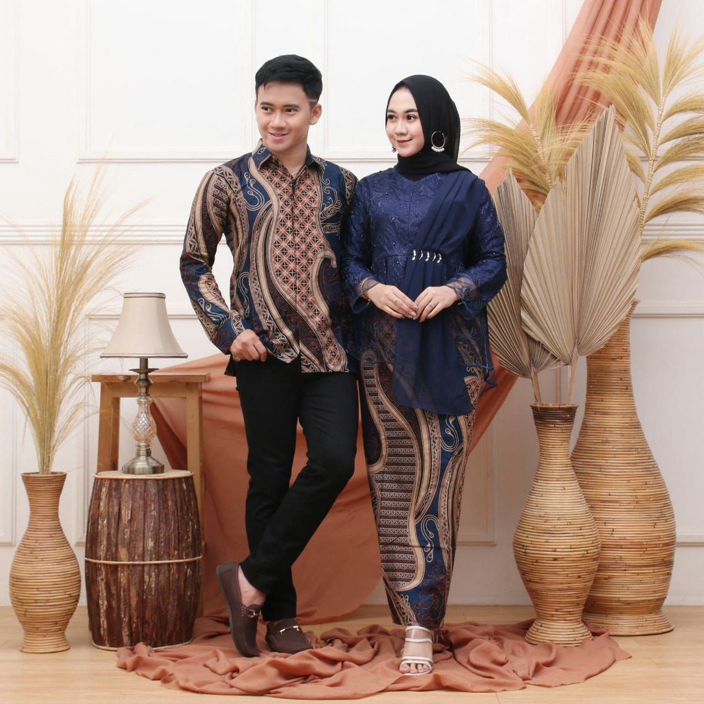 SAROJA (555) COUPLE BATIK SETELAN BRUKAT COUPLE BRUKAT SLENDANG