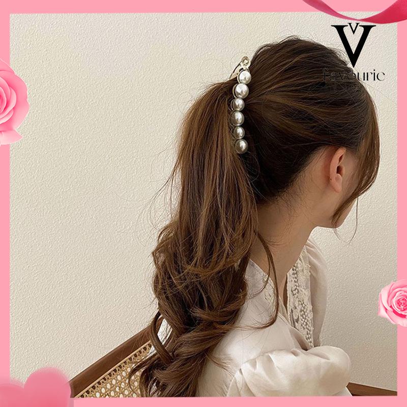 CODJepit Rambut Pisang 10.5cm Mutiara Kristal Jepitan Ponytail  Salon Banana Ponytail Hair Claw Clips-FA