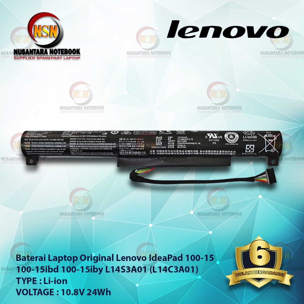 Baterai Lenovo IdeaPad 100-15 100-15ibd 100-15iby L14S3A01 L14C3A01