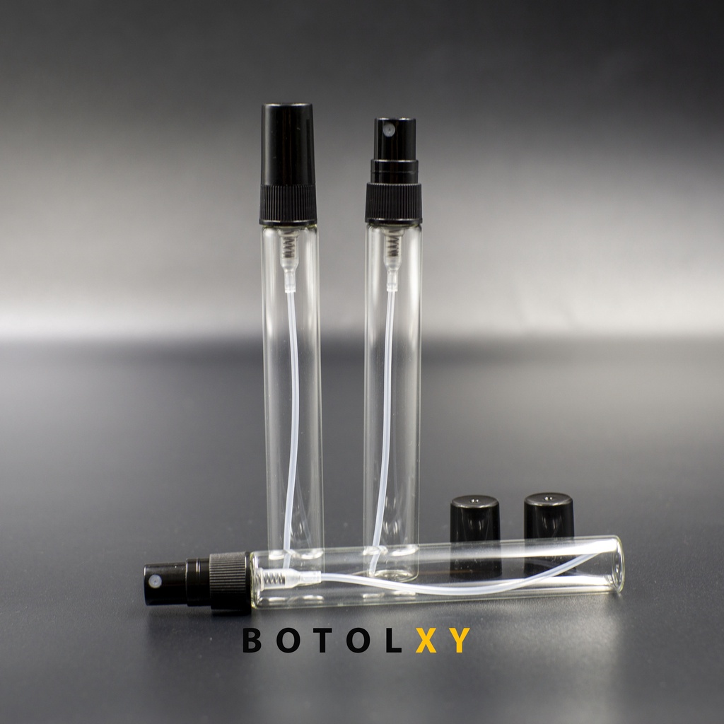 Botol Spray Kaca 10ml Refill Parfum Vial Travel Decant TUTUP HITAM