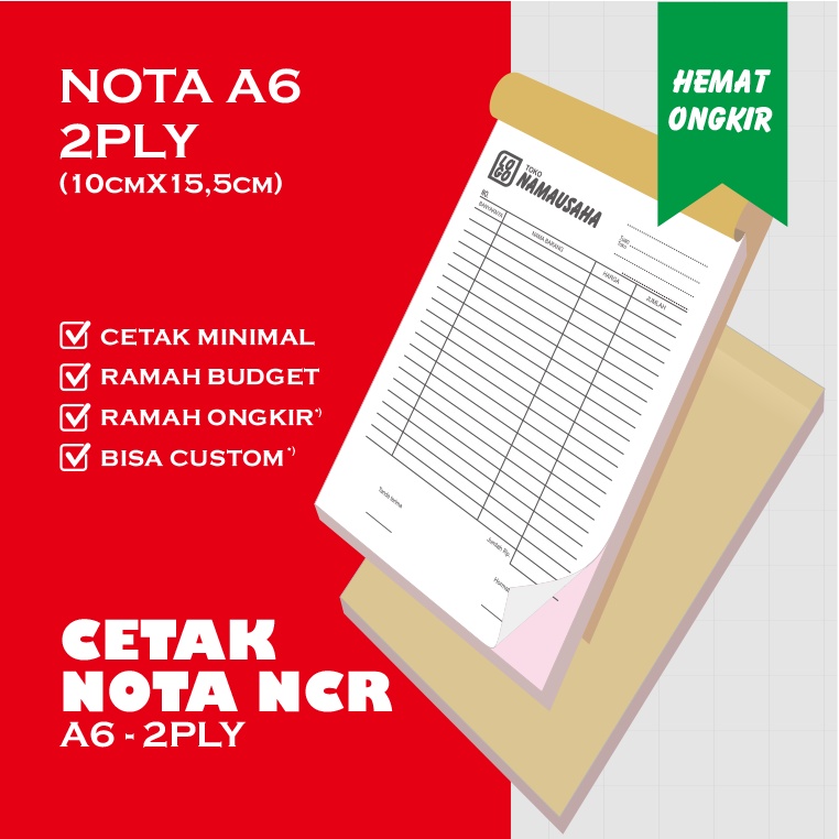 

CETAK NCR 2 PLY - UKURAN A6 TERMURAH