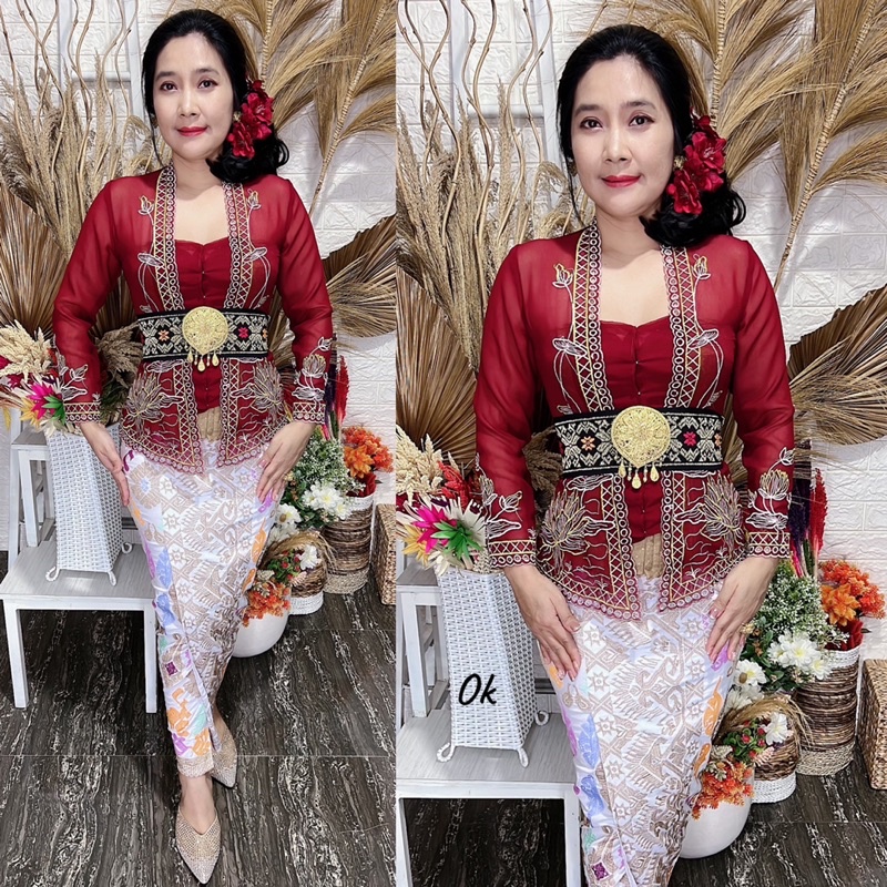 kebaya jadi bordir motif lotus