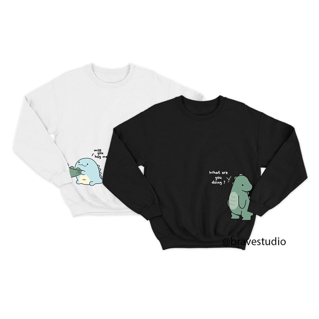 Brave Studio Sweater Dino Couple Sweater Cute Dino Korean Unisex