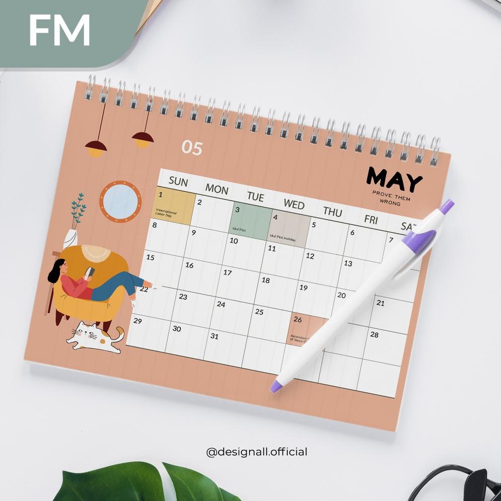 

(S-E5E✉) Designall Kalender Meja / Kalender Duduk Aesthetic Tahun 2023 Spiral FM paling laris
