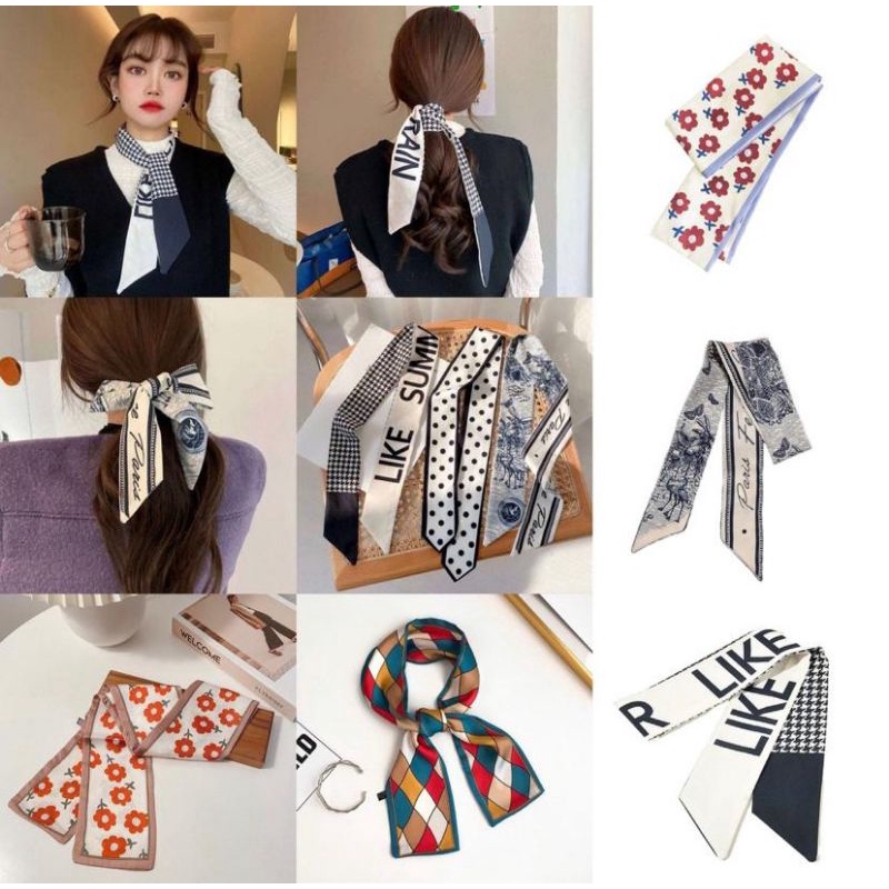 AESTETHIC KOREAN SILK SCARF/SYAL SUTRA KOREA MULTIFUNGSI UNTUK RAMBUT BAJU TAS SYAL SUTRA SCRAF LEHER SCARF RAMBUT IKAT RAMBUT AKSESORIS RAMBUT