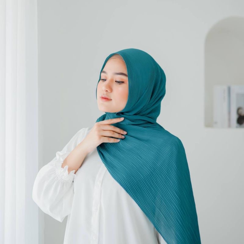Pashmina Plisket Tosca Hijab Pashmina Plisket Lidi Warna Biru Tosca Pashmina Tosca Plisket ( Tosca /