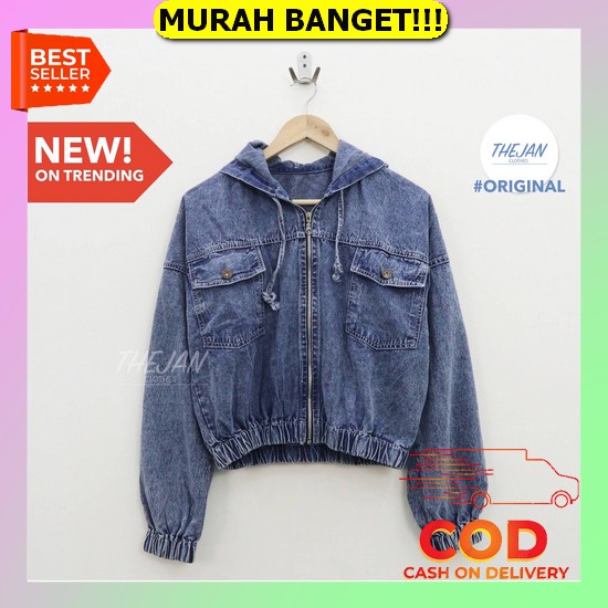 Jaket Jeans Oversize Pocket / Jaket Jeans Crop Kekinian Ootd Trend Fashion Style Korea / Kemeja Jean
