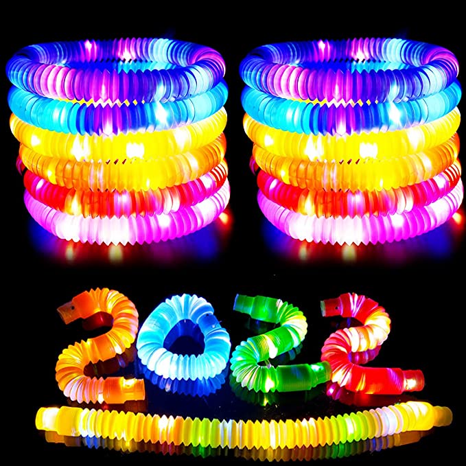 1 SET Light UP POP PIPES BIG Squishy Sensory Fidget Toys tubes lampu stick selang fidget toy LED MAIN AN LAMPU STICK Mainan Viral Led PERMAINAN lampu ANAK Anak Lucu Unik Laris Laku Aneh Kado Ulang Tahun Holiday Birthday Gift ,Glow in the Dark KID KIDS