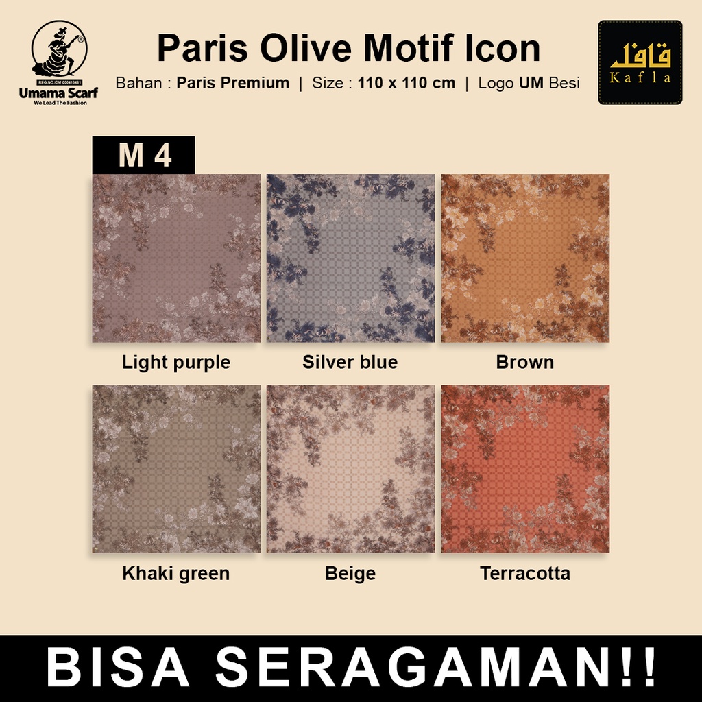 Kerudung PARIS OLIVE MOTIF Standar Umama Scarf Part 1