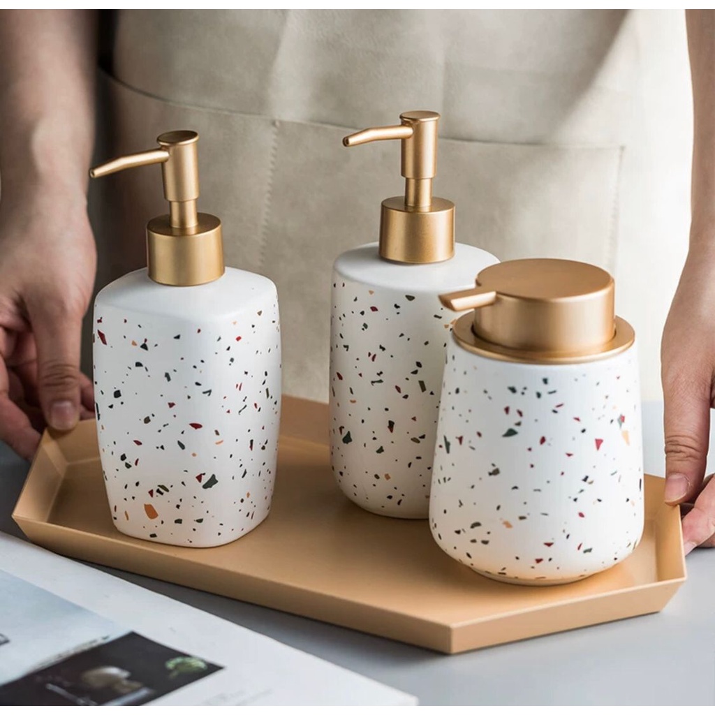 Wadah Botol Sabun Cair motif Terazzo - Soap Dispenser Terazzo - Soap Bottle