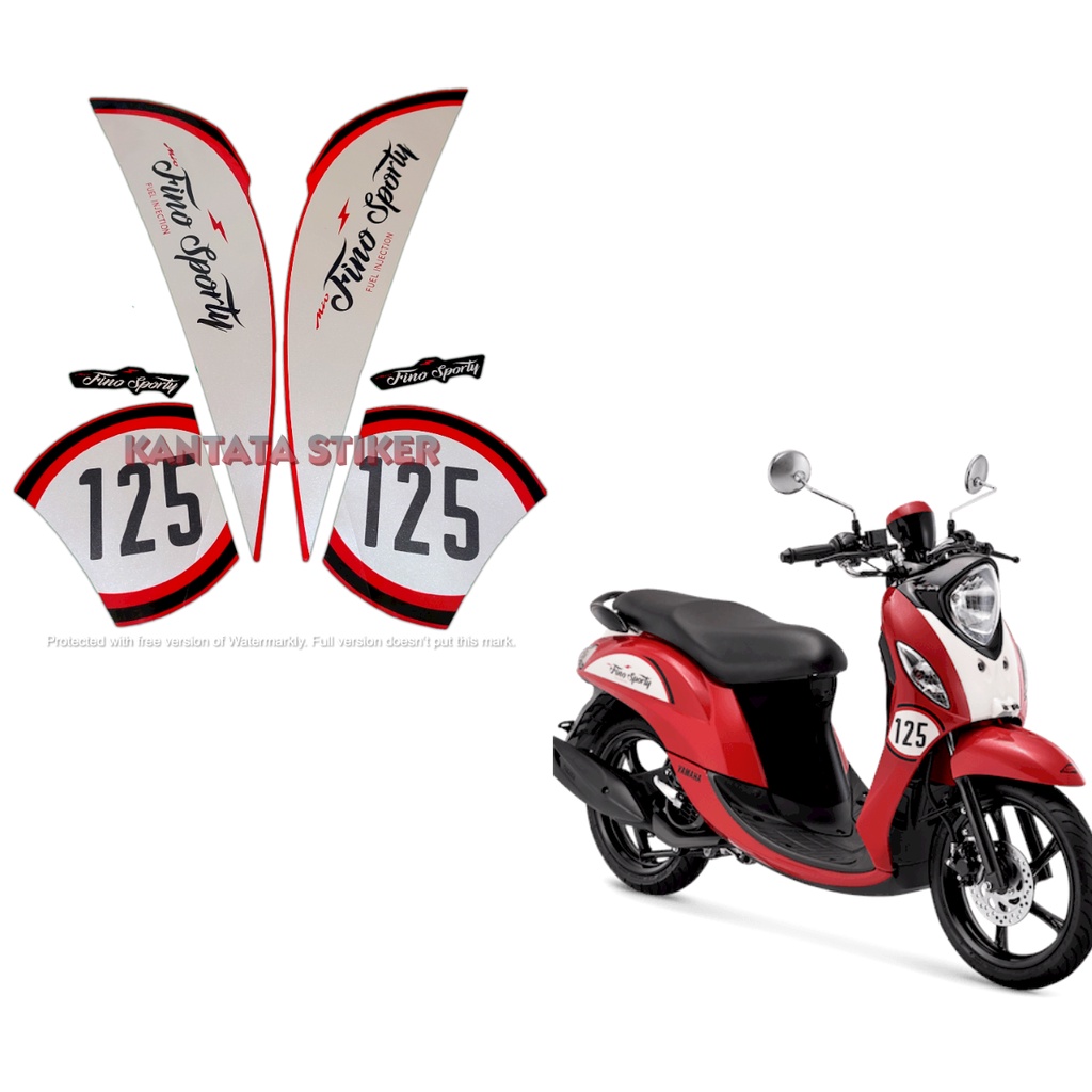 STIKER STRIPING LIS LES BODY MOTOR YAMAHA FINO SPORTY 2018 MERAH STANDAR FULL SET