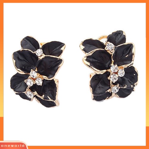 [WONE] Panas Elegan Wanita Gardenia Bunga Berlian Imitasi Ear Stud Earrings Perhiasan Hadiah