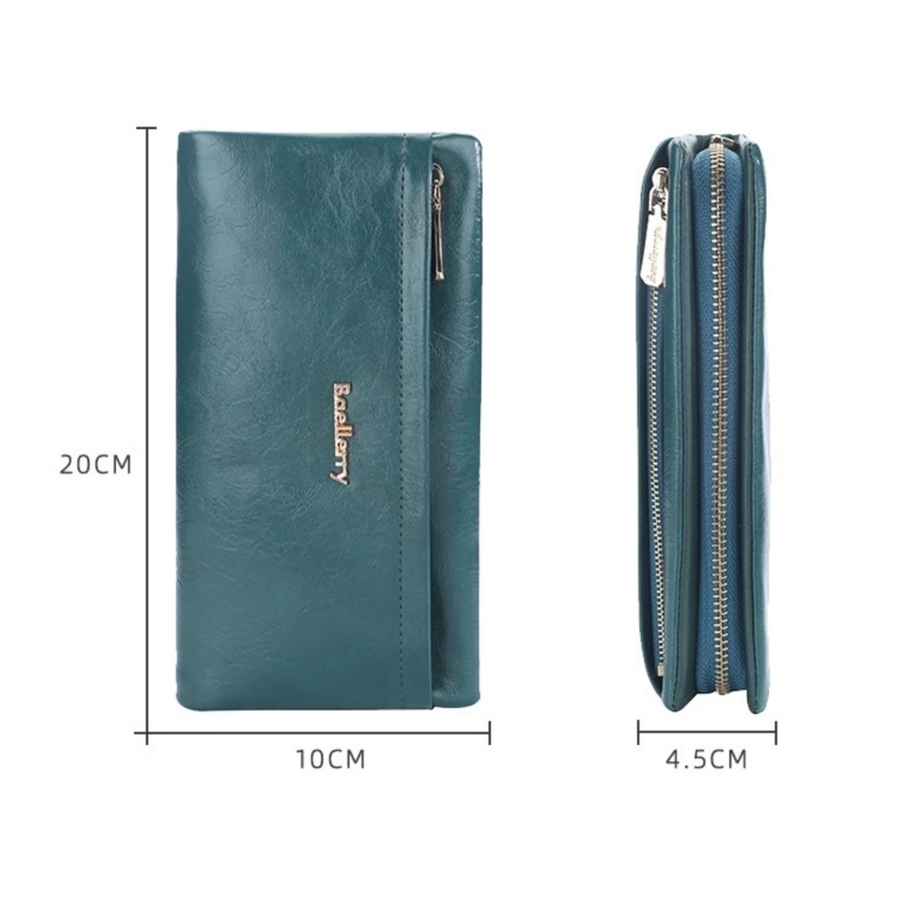 DOMPET PANJANG WANITA LIPAT BAELLERRY ORIGINAL KULIT HIJAU DIETERA WA617T3 SIMPLE CEWEK MURAH KOREA RESLETING KARTU UANG KOIN PREMIUM REMAJA KEKINIAN FASHION BRANDED BATAM