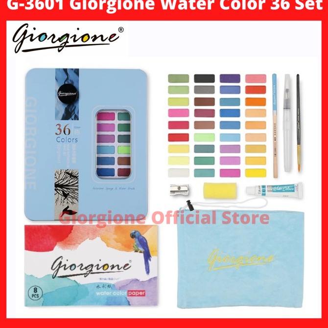 

G-3601 Giorgione Water Color Set 36 Warna Kuas Lukis Cat Air Solid