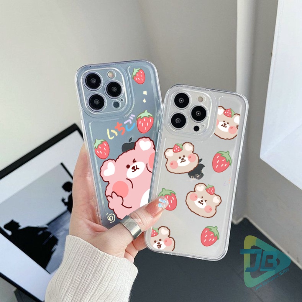 CUSTOM CASE SOFTCASE SILIKON CLEAR BENING STRAWBERY BEAR CUSTOM CASE OPPO REALME VIVO XIAOMI SAMSUNG INFINIX IPHONE FOR ALL TYPE JB6264