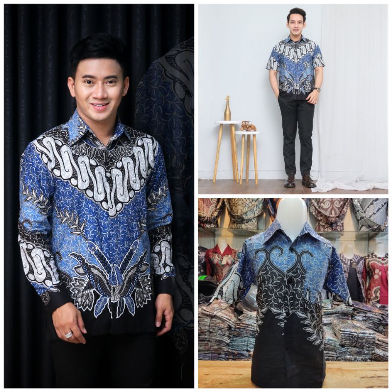 Batik Couple Ayah Dan Anak Warna Ice Blue Lengkap Seragaman