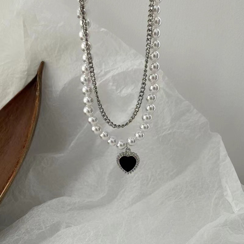 Fashion Cinta Ganda Batu Permata Kalung Untuk Wanita Vintage Perak Choker Rantai Liontin Perhiasan Aksesoris-7