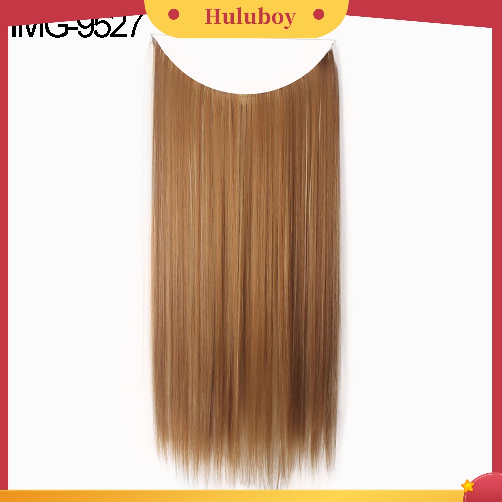 Wig Rambut Ekstensi Model Panjang Keriting Lurus Bahan Serat Alami Untuk Wanita